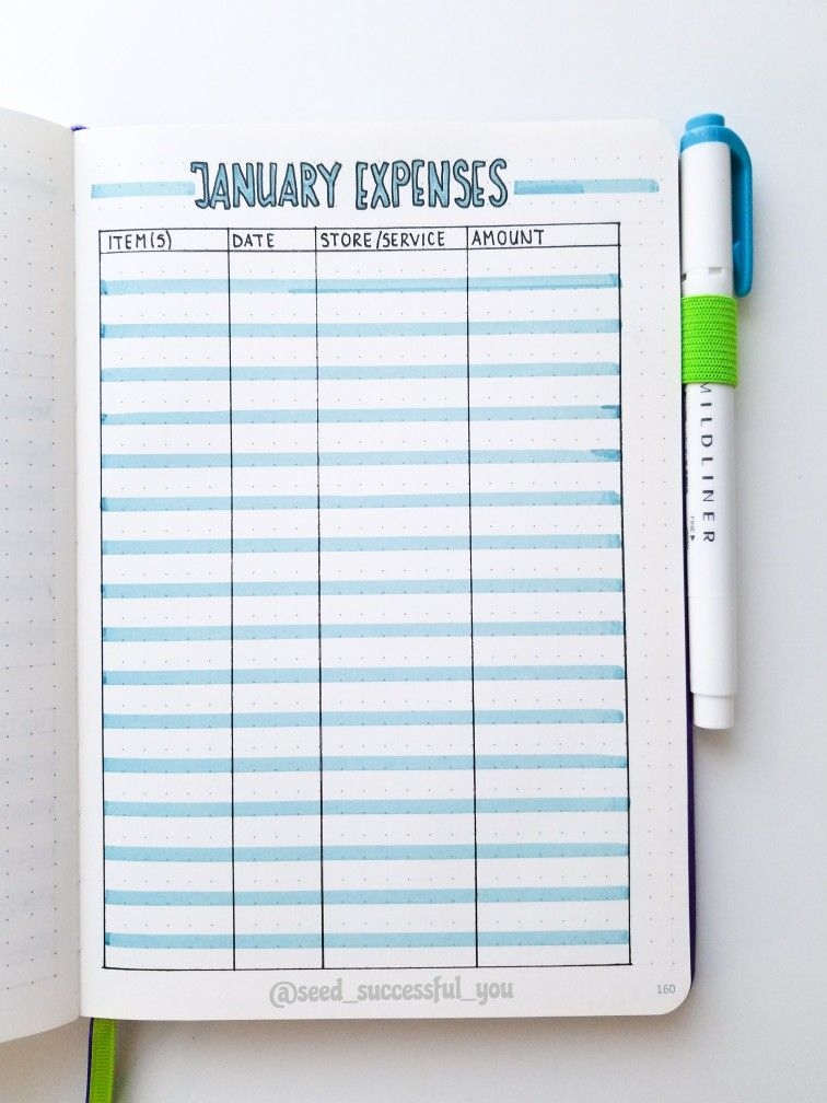 Expense Tracker Bullet Journal Printable Iantolf