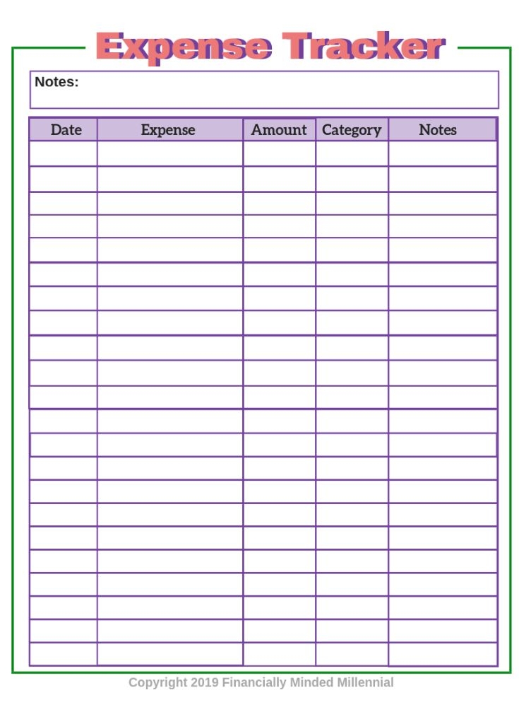 Expense Tracker Free Printable