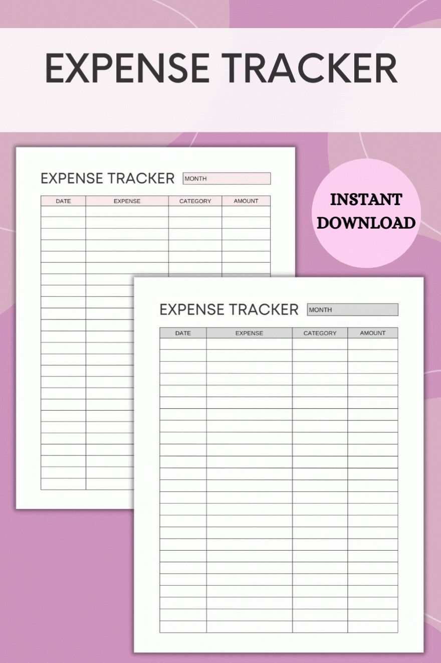 Expense Tracker Printable Expense Log Editable And Fillable PDF 