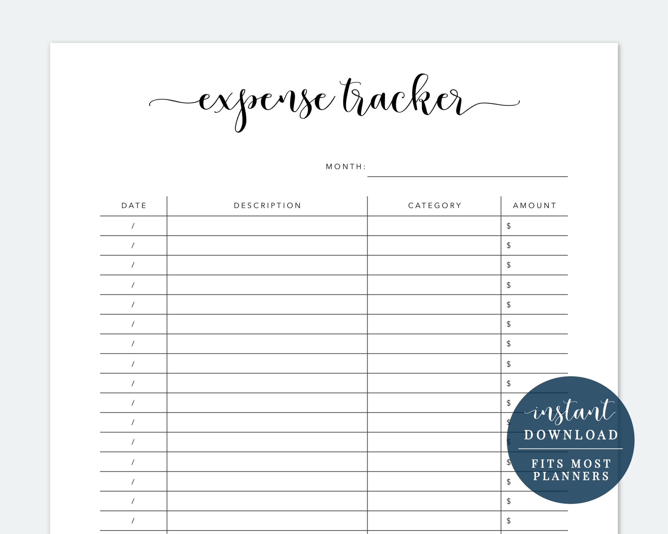 Expense Tracker Printable Expense Tracking Spending Log Etsy