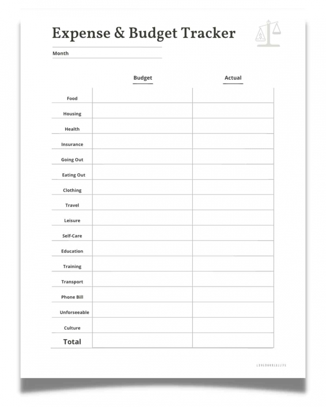 Expense Tracker Printable Free FREE Printable HQ