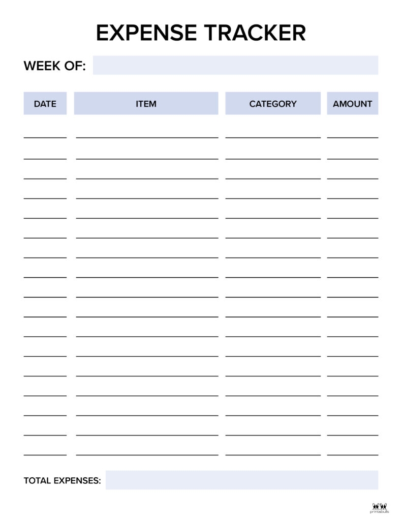 Expense Tracker Printables 20 FREE Options PrintaBulk