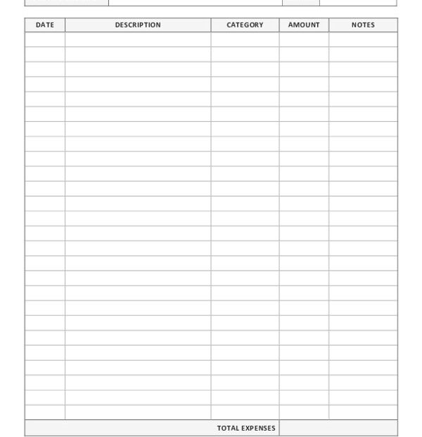 Expense Tracker Template Printable