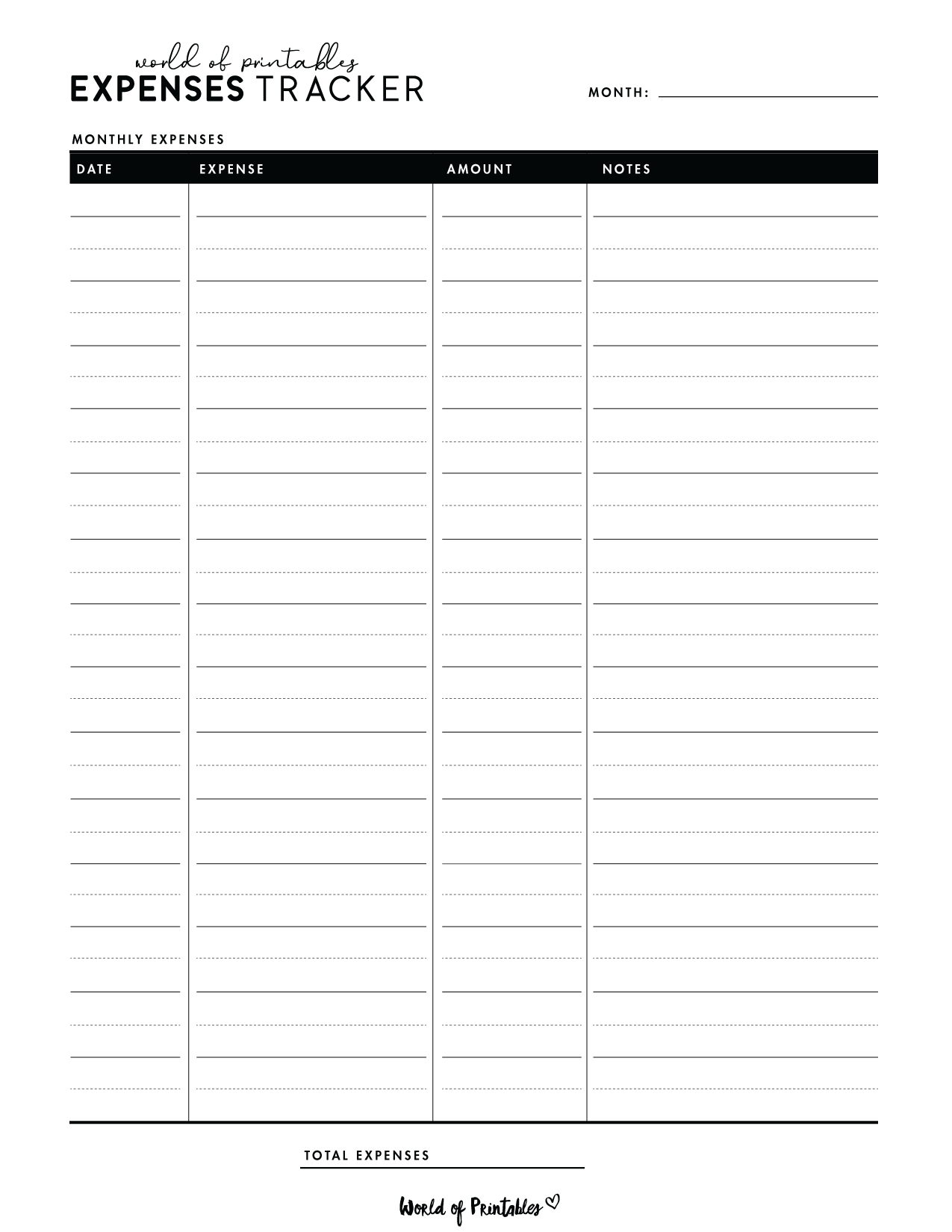 Expense Tracker Templates World Of Printables 40 OFF