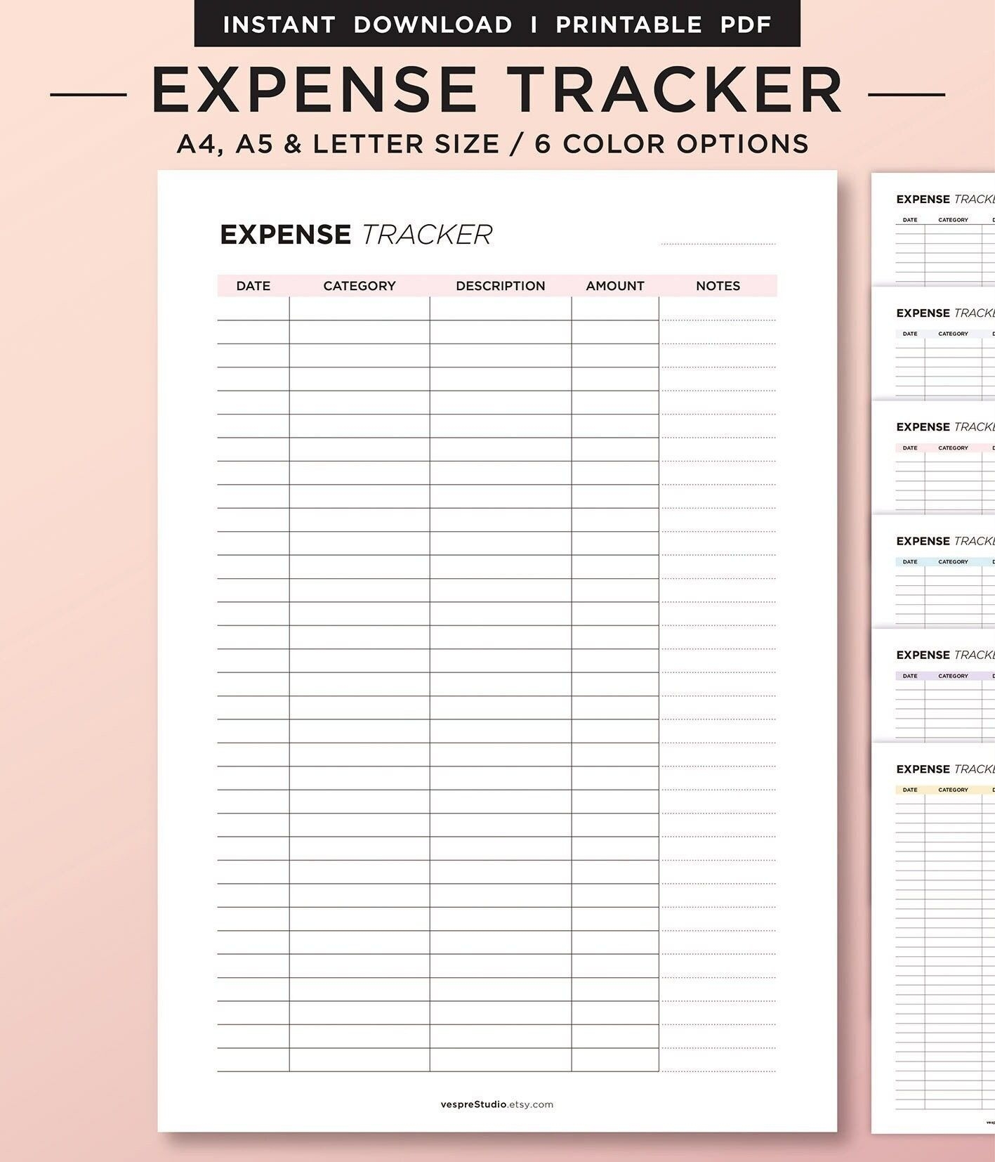 Expense Tracker Weekly Expense Tracker Printable Business Expense Log 