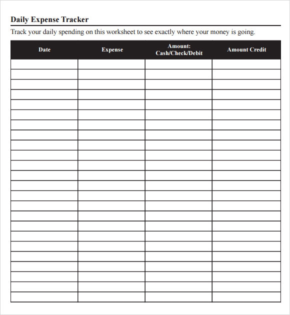 Expense Tracking Printable Form Printable Forms Free Online