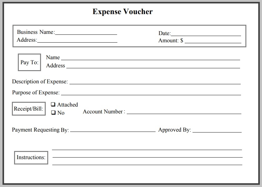 Expense Voucher Template Printable