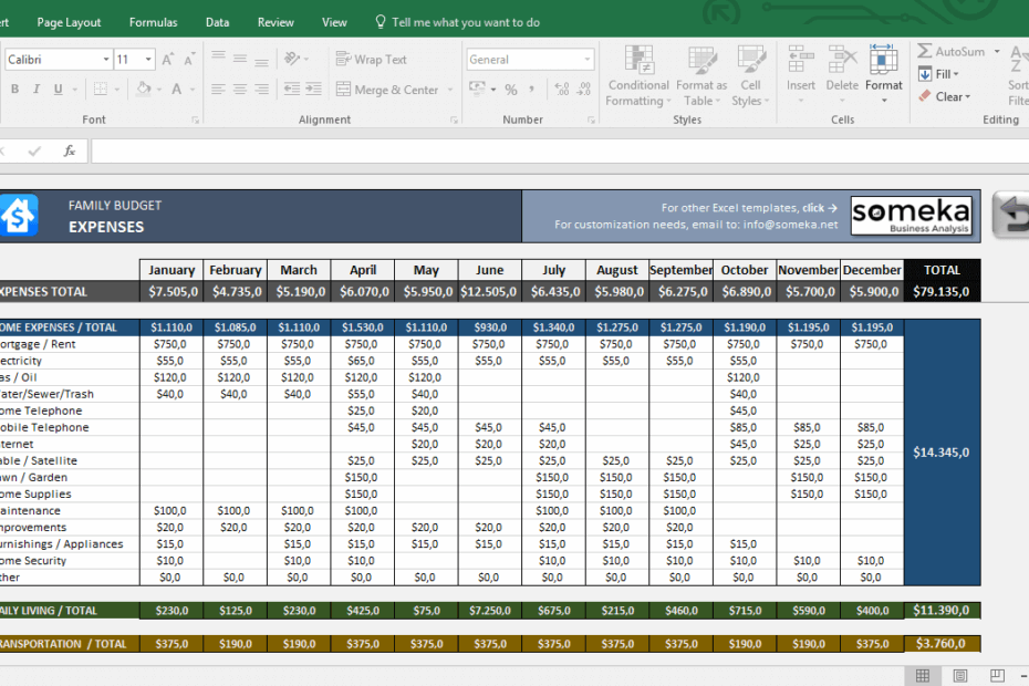 Family Budget Template In Excel Free Download
