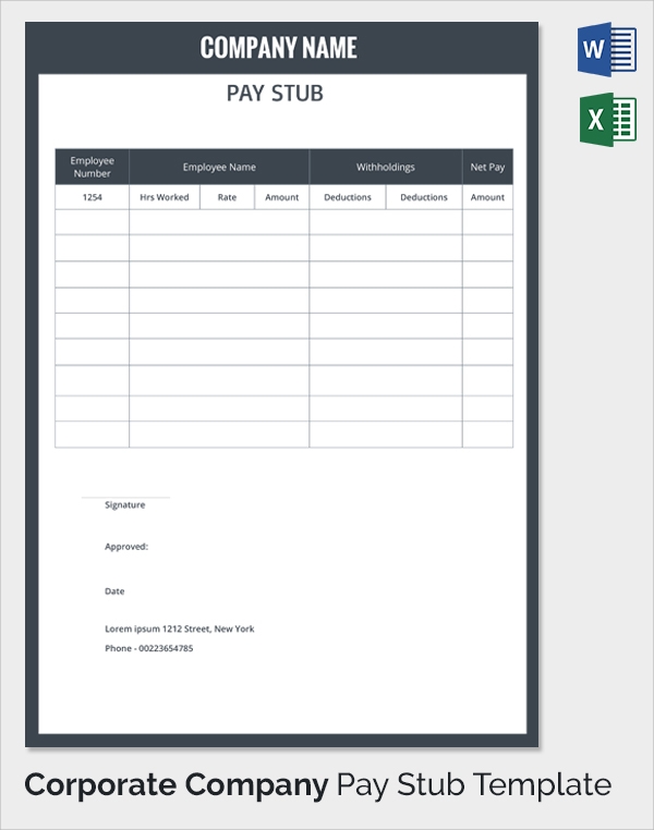 FREE 19 Sample Editable Pay Stub Templates In PDF MS Word Excel