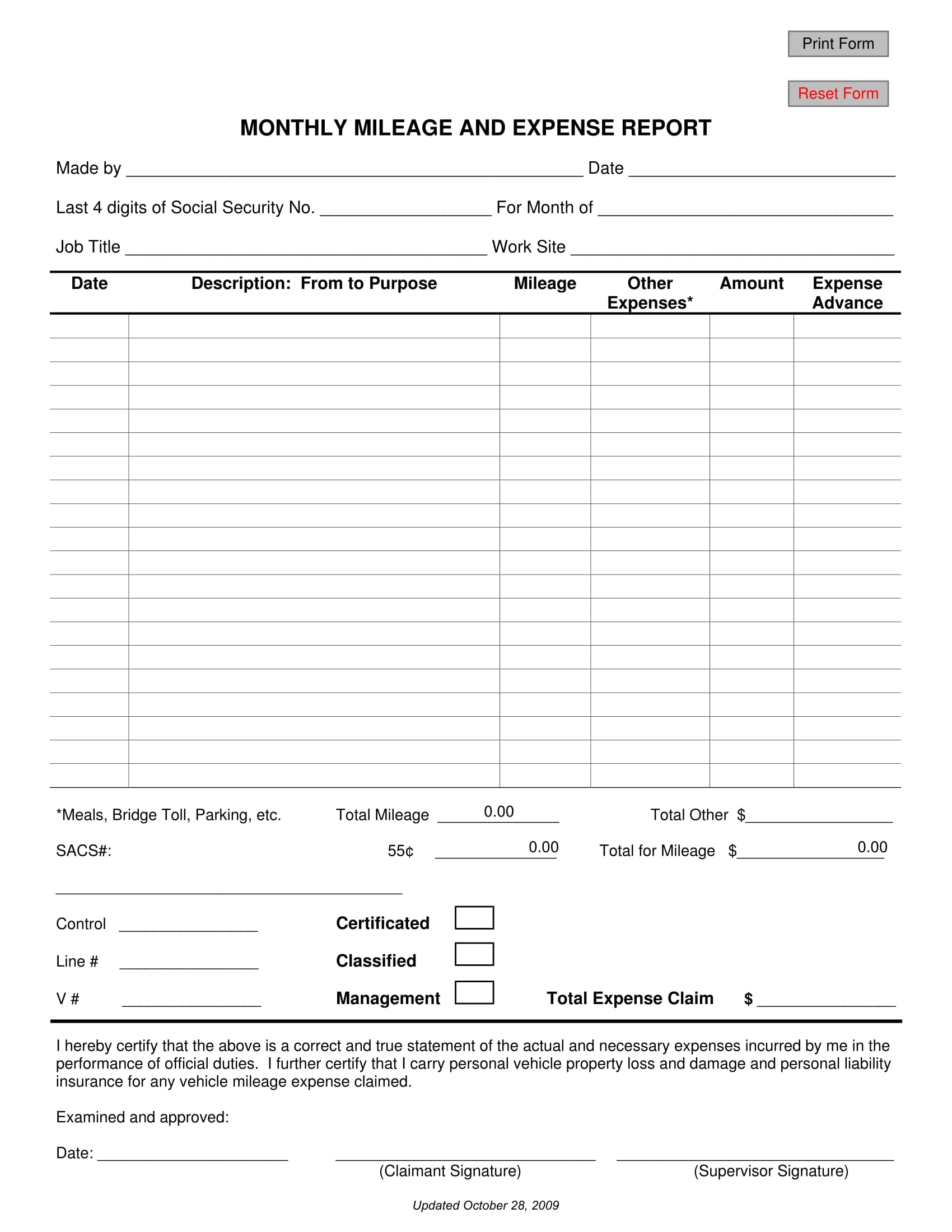 FREE 5 Mileage Report Forms In MS Word PDF Excel