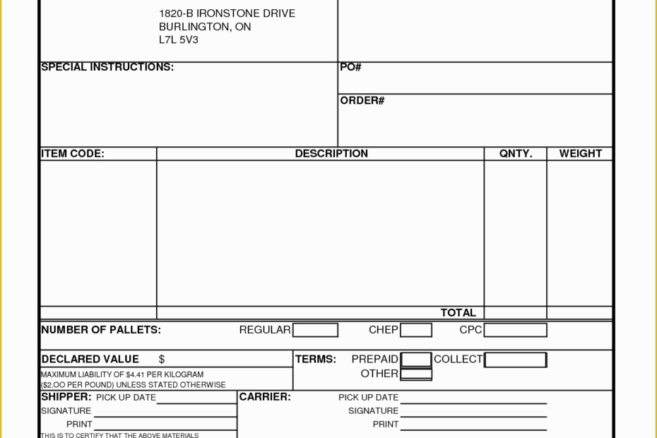 Free Bill Of Lading Template Excel Of 13 Bill Of Lading Templates Excel