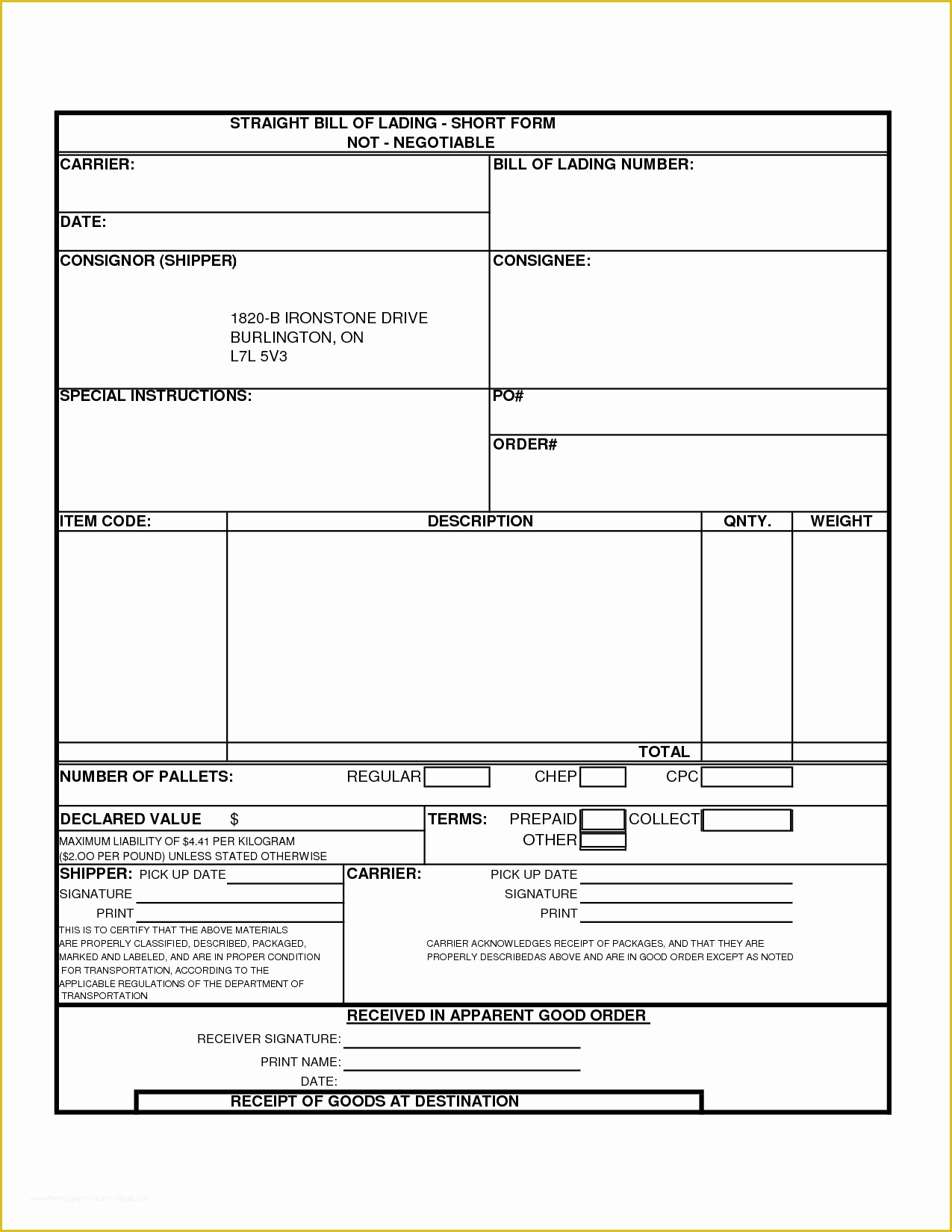 Free Bill Of Lading Template Excel Of 13 Bill Of Lading Templates Excel 