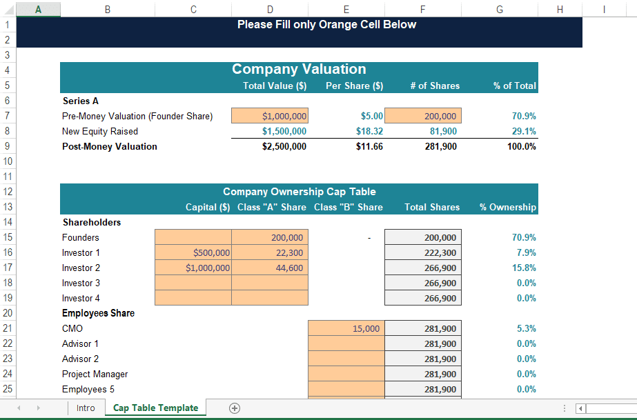 Free Cap Table Template Excel Business Resource Free Cap Table Template Excel Business Resource