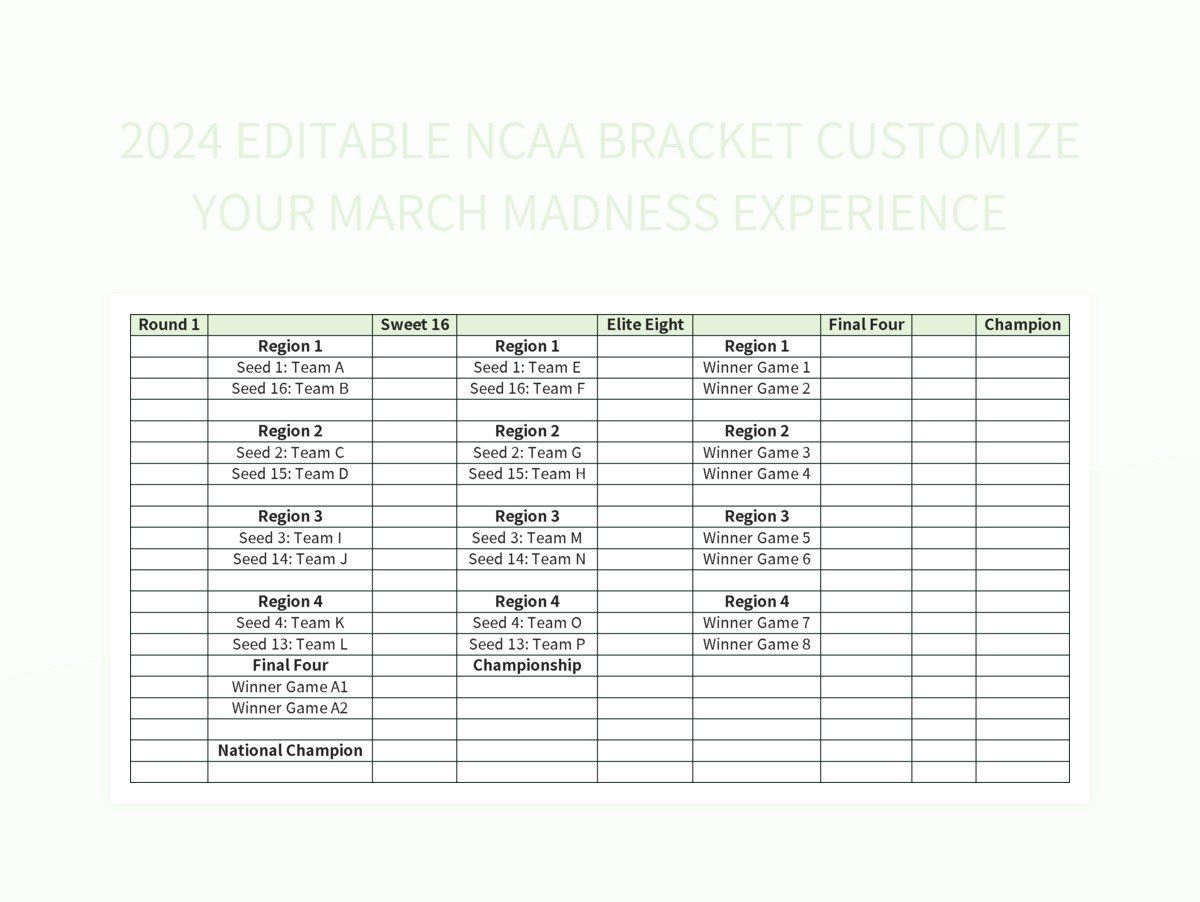 Free Custom Bracket Template Templates For Google Sheets And Microsoft 