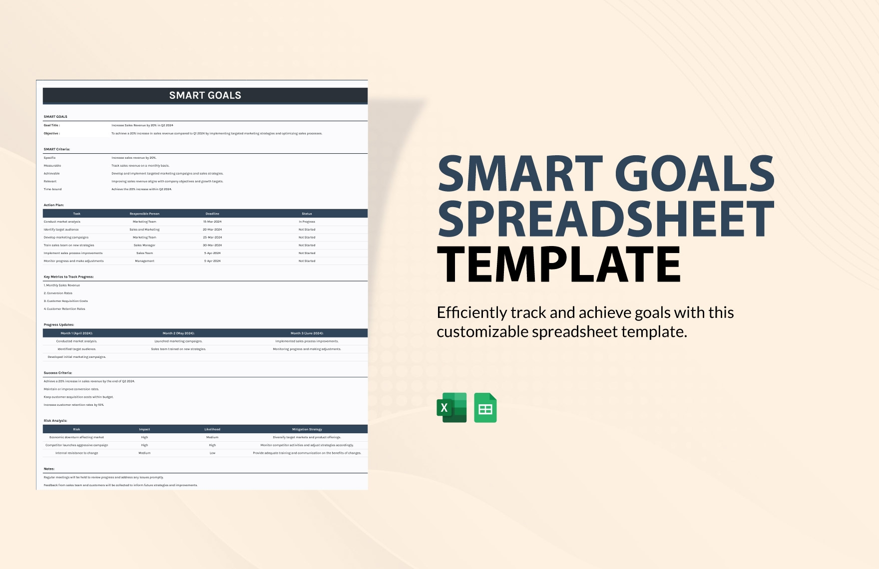 Free Editable Smart Goal Templates In Excel To Download