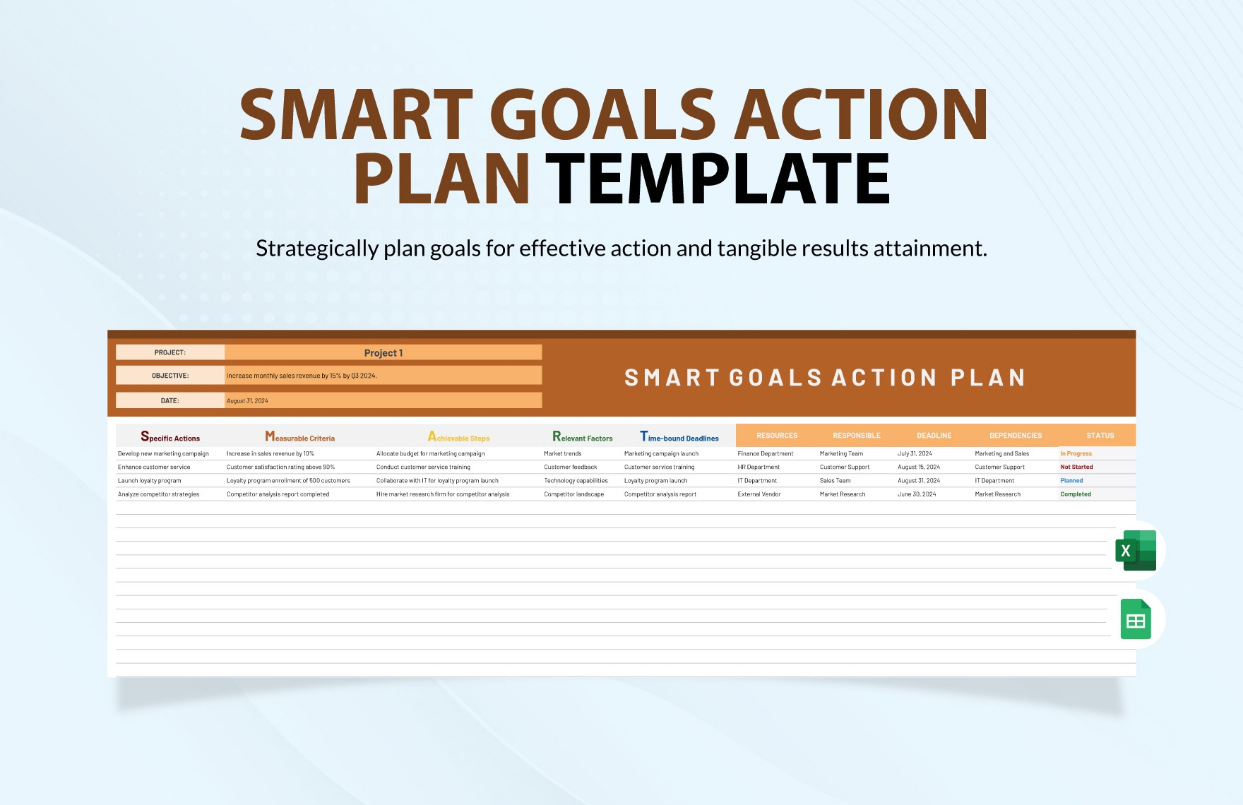 Free Editable Smart Goal Templates In Excel To Download
