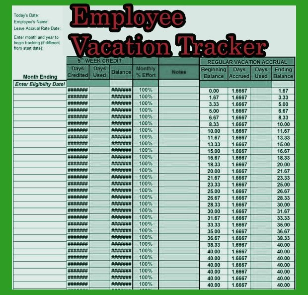 Free Employee Vacation Tracker Excel Template Vacation Employee Accrual