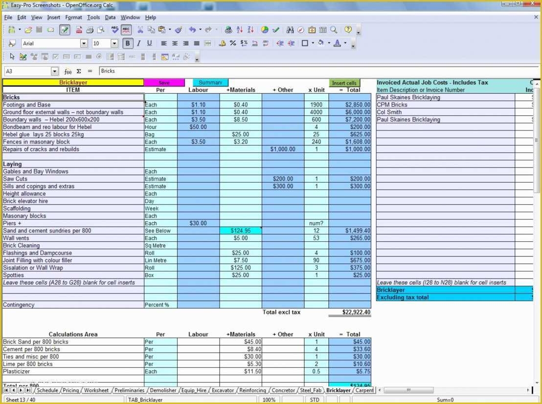 Free Excel Construction Templates Of Construction Estimate Template 