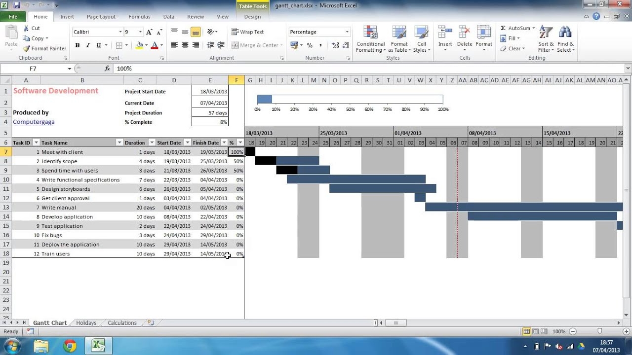 Free Excel Gantt Chart Template 2013 Bettaarea