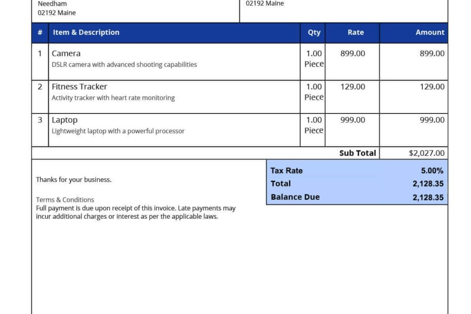 Free Excel Invoice Template Customizable Efficient Zoho Invoice
