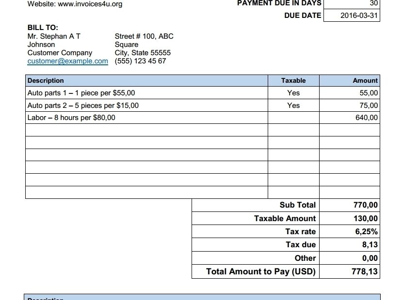 Free Excel Invoice Templates