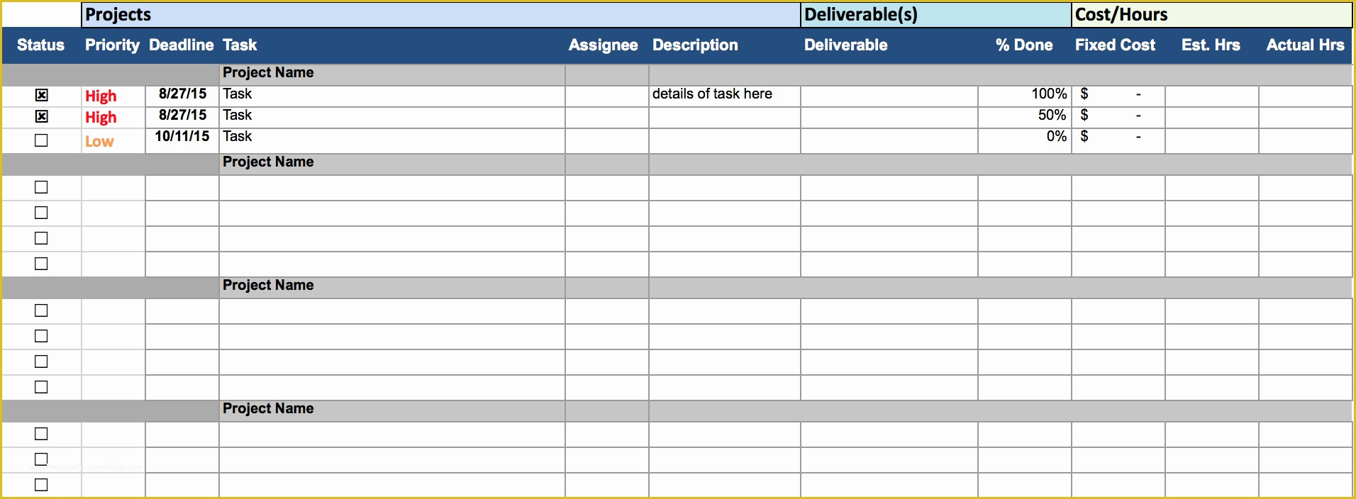 Free Excel Multiple Project Management Tracking Templates Of Multiple 