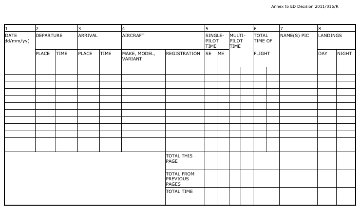 Free Excel Pilot Logbook Template Vfekool