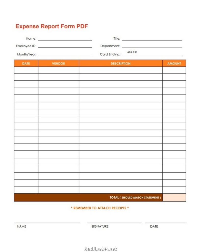 Free Expense Report Form Pdf Printable Forms Free Online