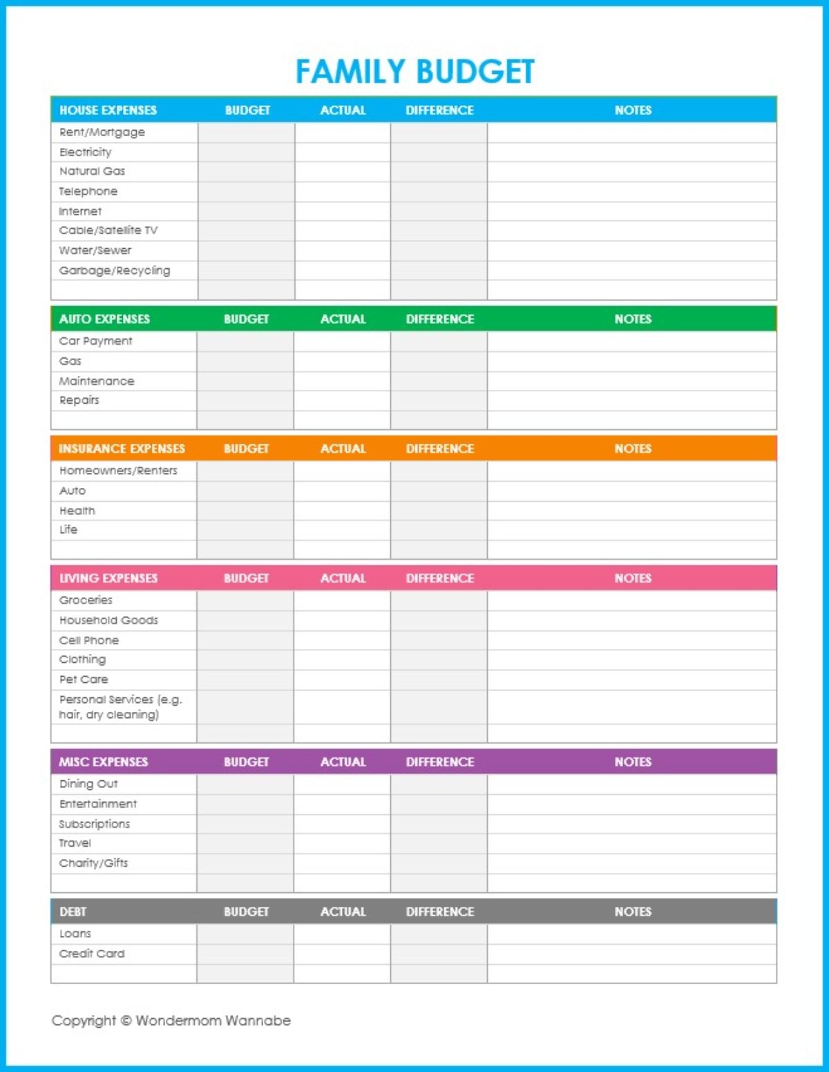 Free Expenses Worksheet Printable Download Free Expenses Worksheet 