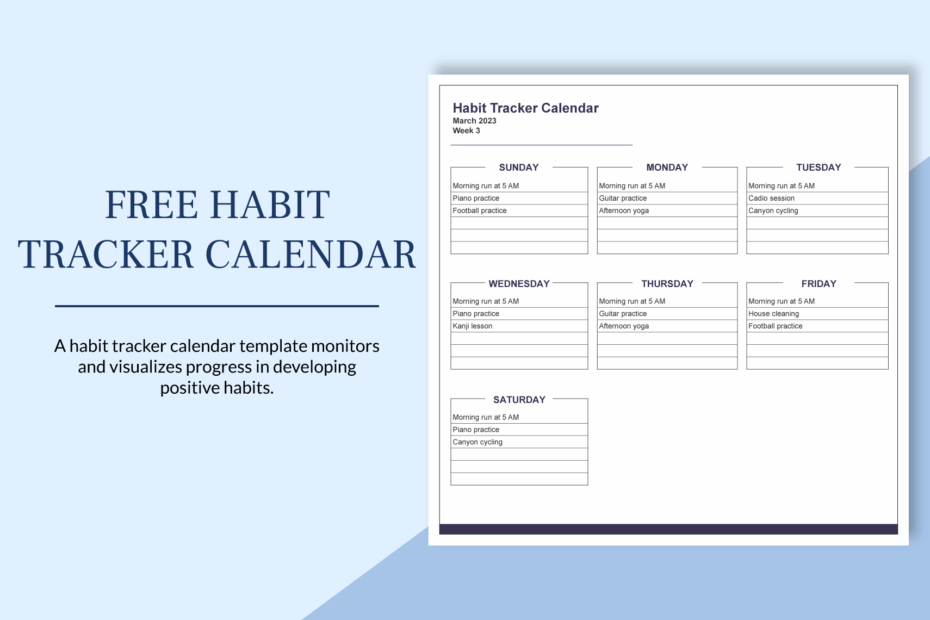 Free Habit Tracker Calendar Download In Excel Google Sheets