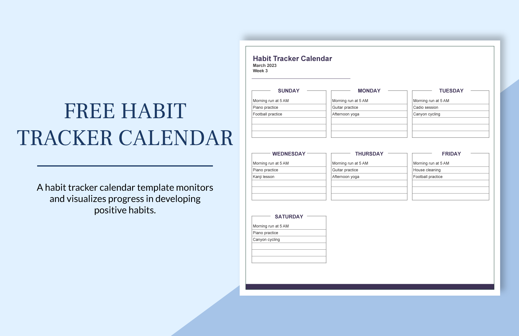 Free Habit Tracker Calendar Download In Excel Google Sheets 