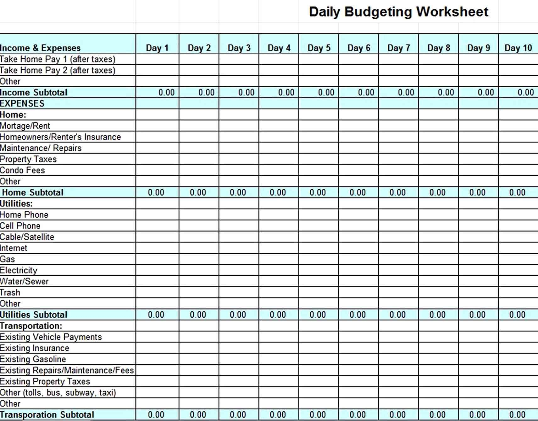Free Household Budget Excel Spreadsheet Template Jobswolf