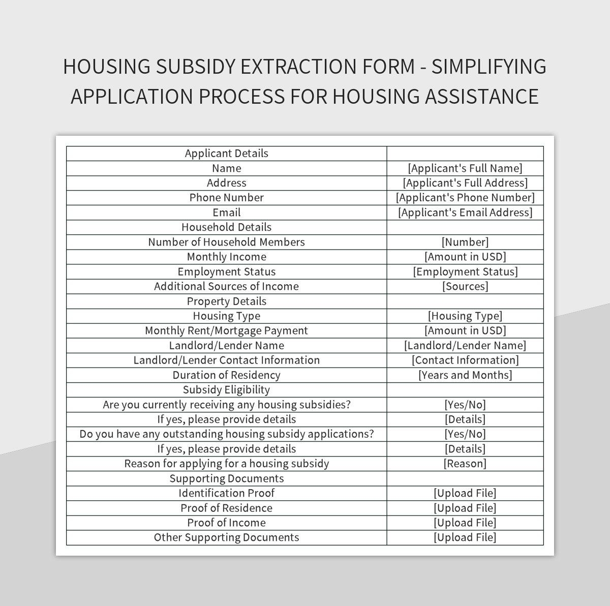 Free Housing Assistance Templates For Google Sheets And Microsoft Excel 