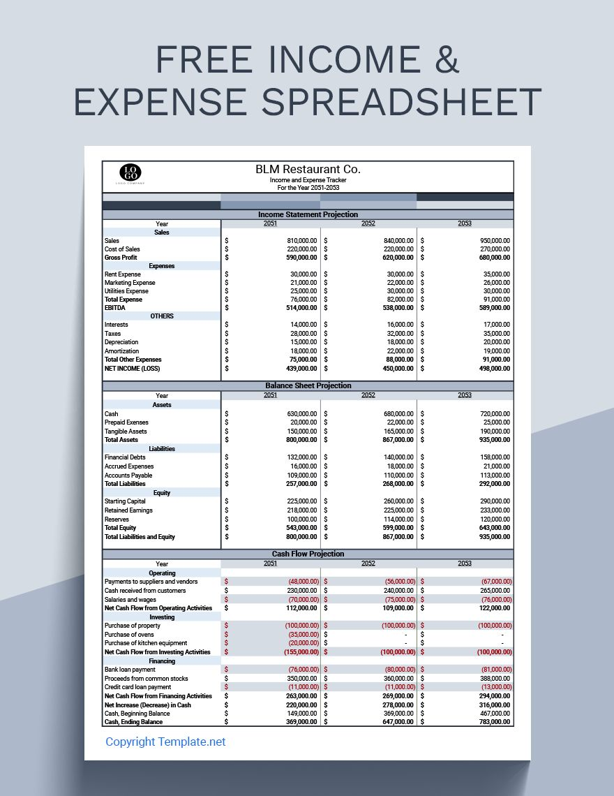 Free Income Expense Spreadsheet Google Sheets Excel Template