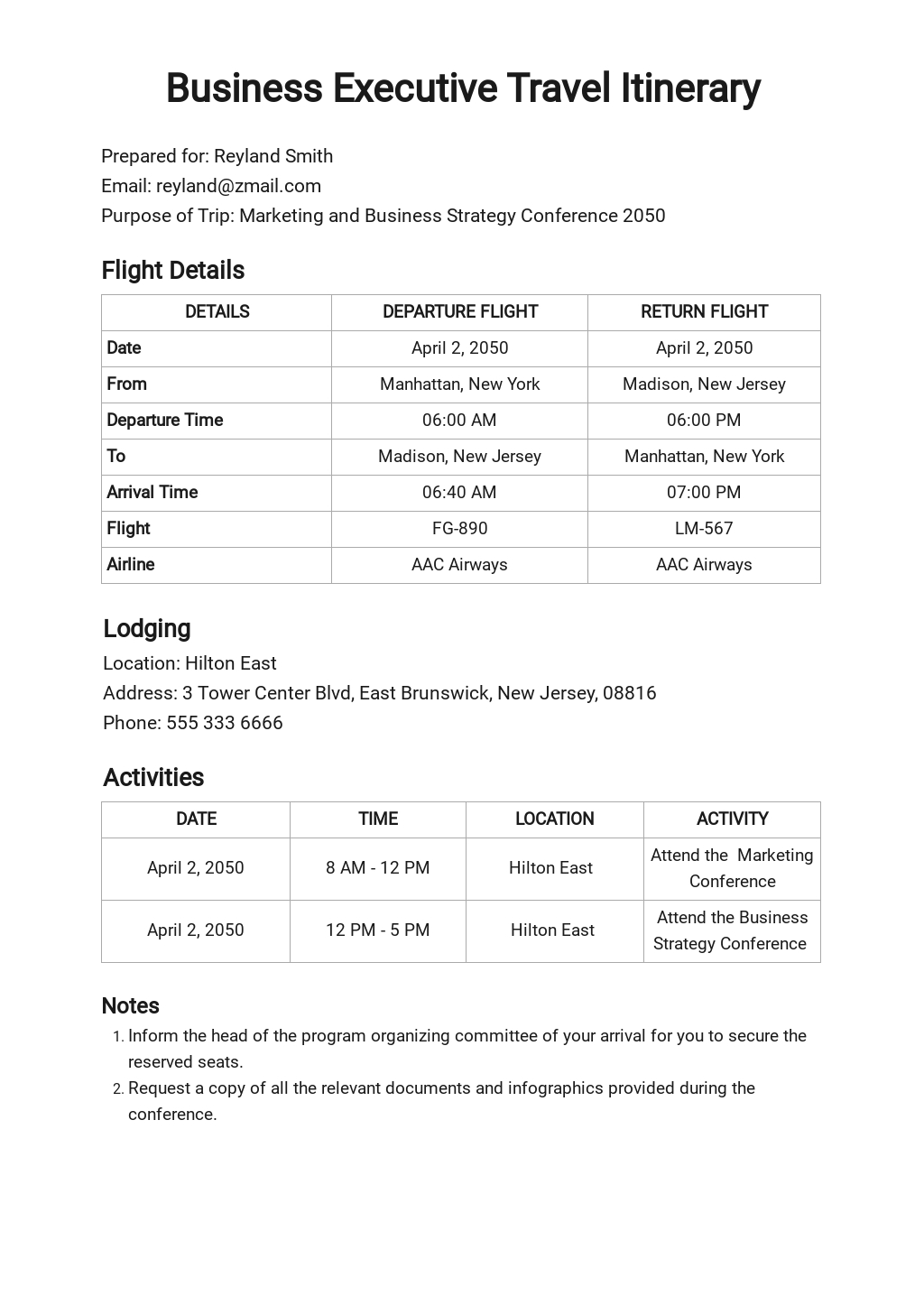 FREE Itinerary Templates In Microsoft Excel XLS Template