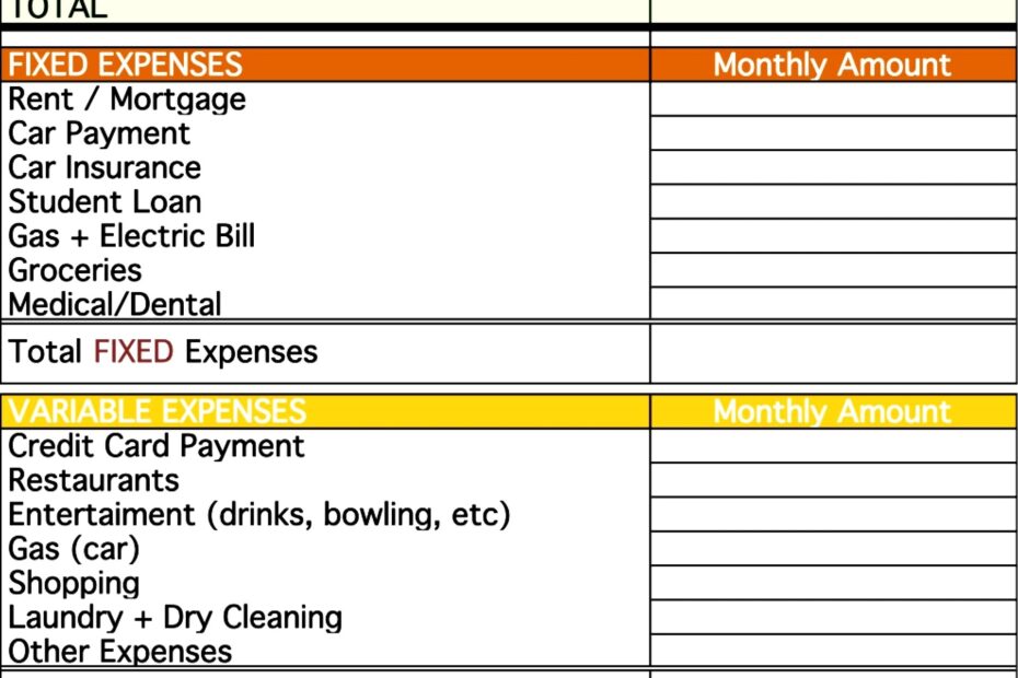 Free Monthly Budget Template Excel Riset