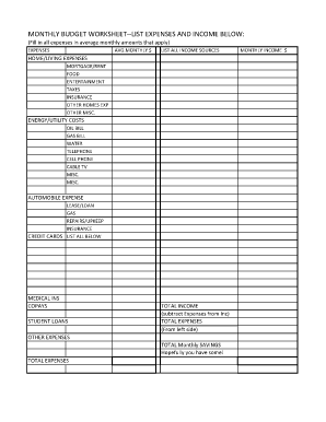 Free Monthly Budget Template Instant Download Worksheets Library
