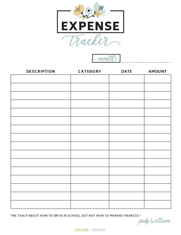  Free Monthly Expense Bill Tracker Printable Worksheet Savor 