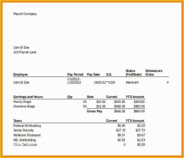 Free Pay Stub Template Of 7 Pay Stub Template Excel Free 