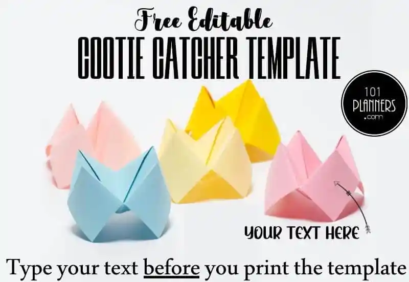 FREE Printable And Typeable Cootie Catcher Template Fortune Teller Game