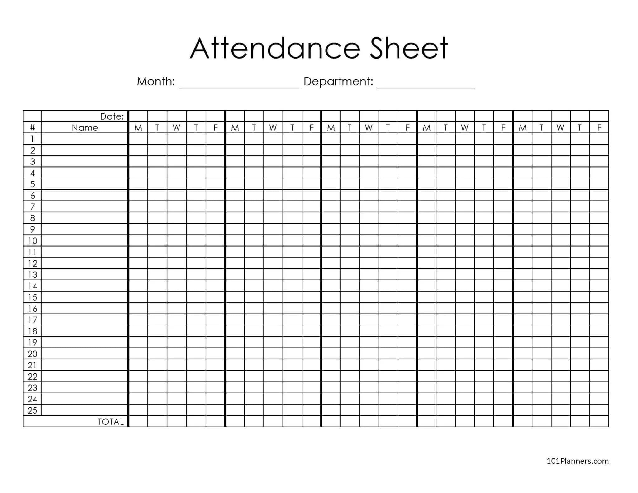 Free Printable Attendance Sheet Excel Pdf Word Template Riset