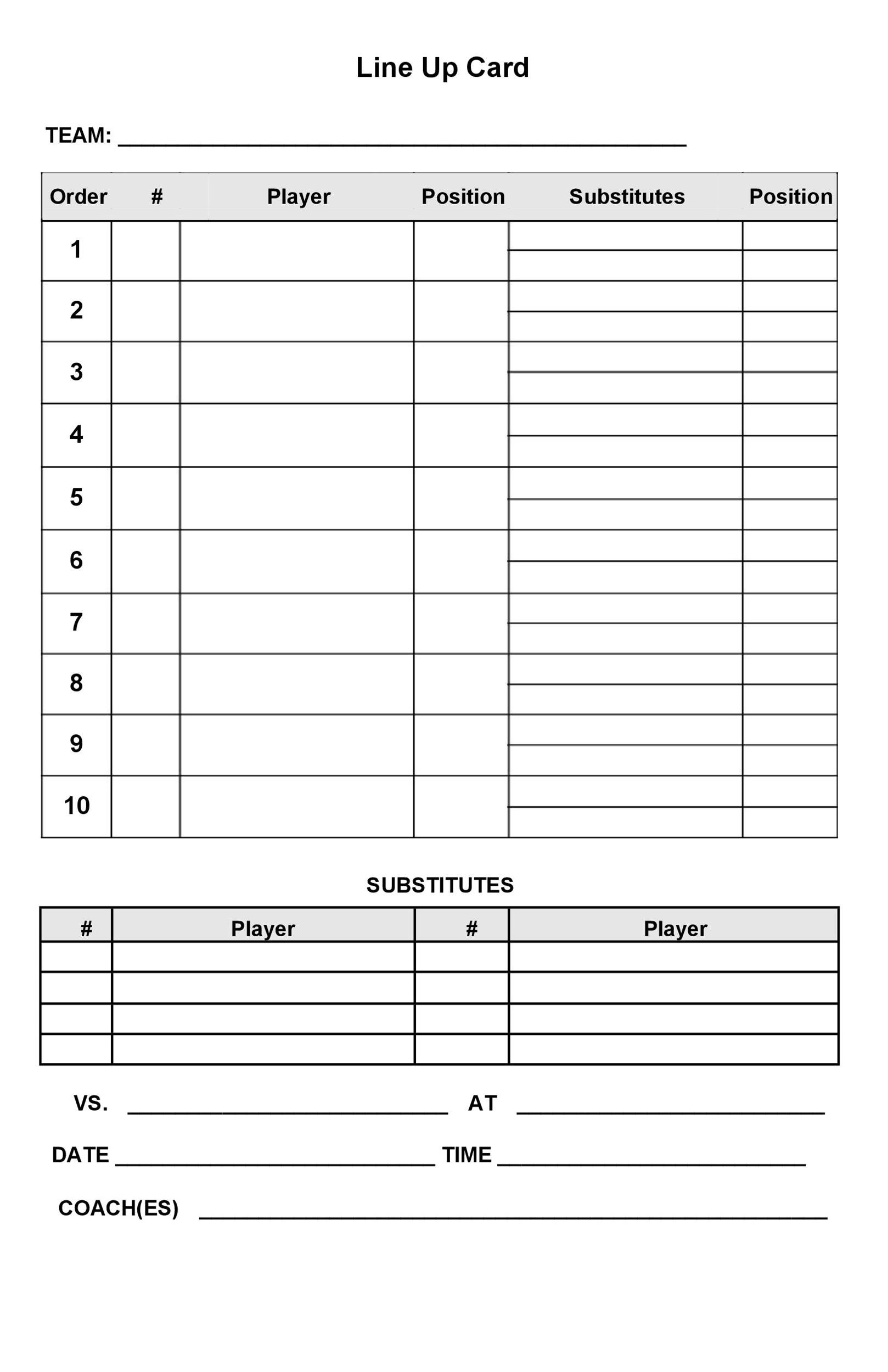 Free Printable Baseball Lineup Template Fillable Form 2023