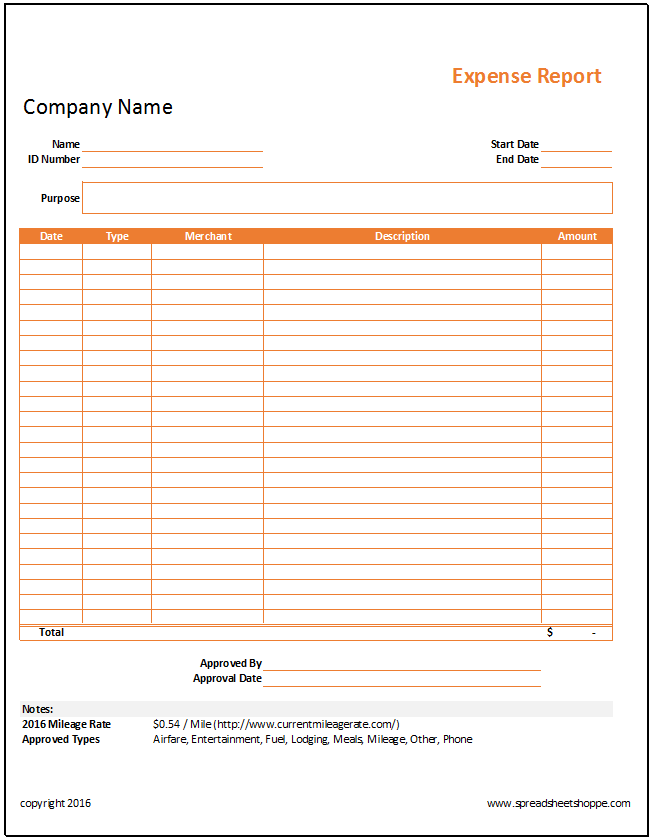 Free Printable Business Expense Forms Printable Forms Free Online