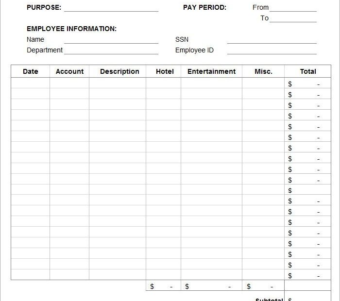 Free Printable Business Expense Sheet Hostliving