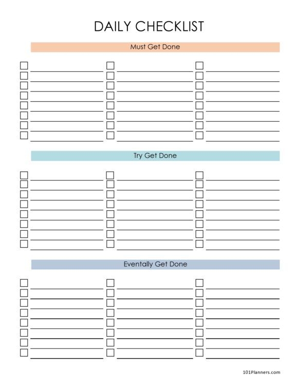 Free Printable Checklist Template