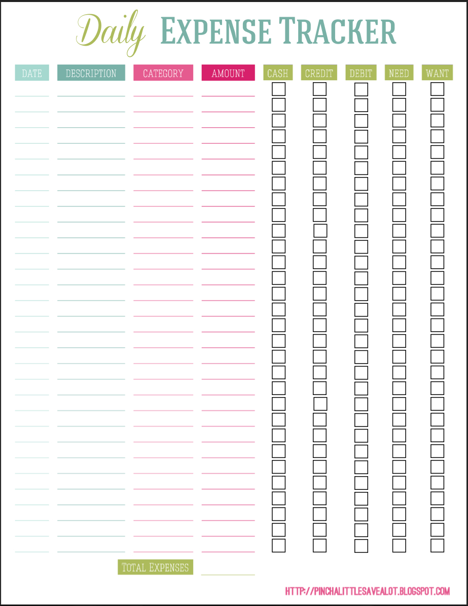 Free Printable Daily Expense Tracker Free Printable