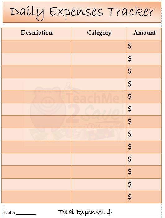 FREE Printable Daily Expenses Tracker Funtastic Life