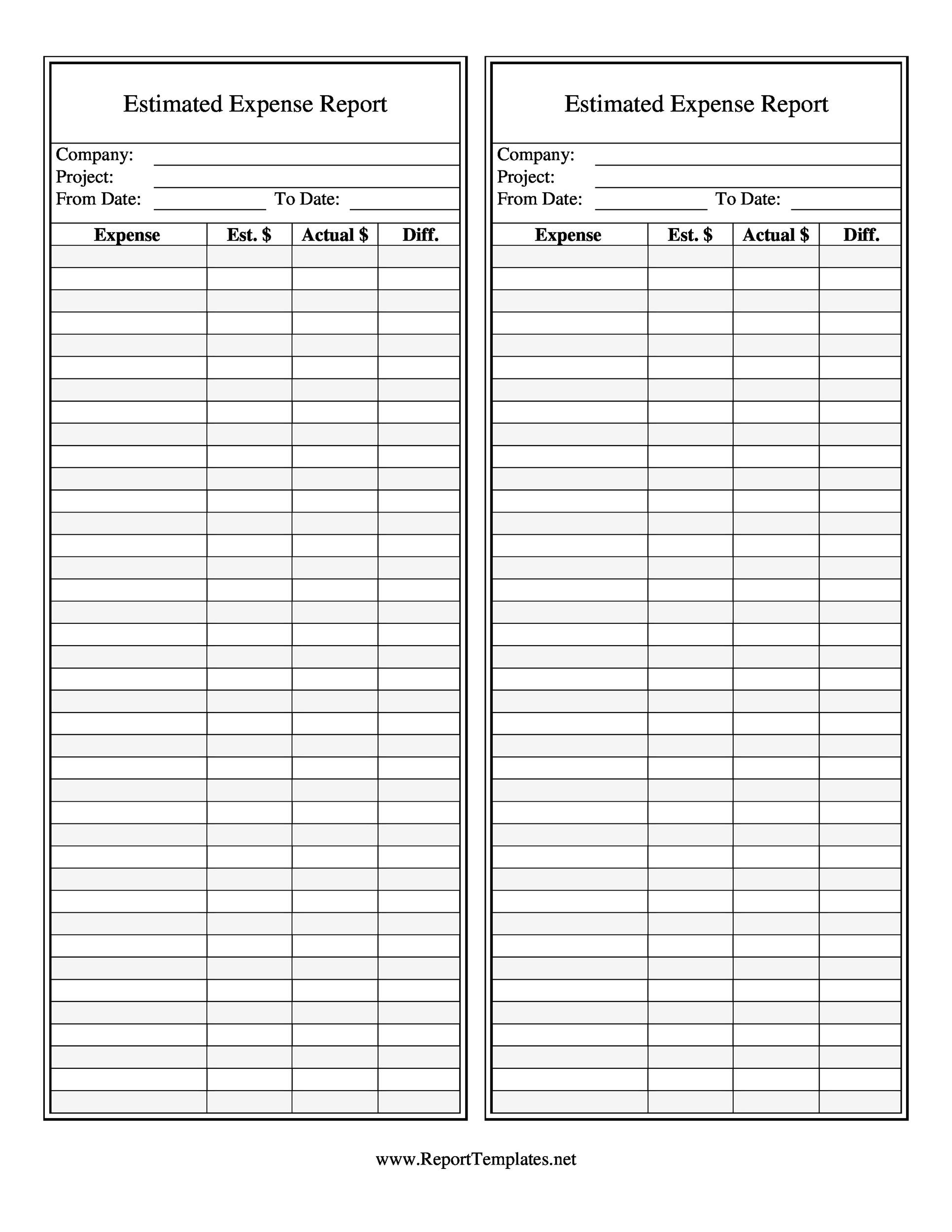 Free Printable Expense Account Forms Printable Forms Free Online