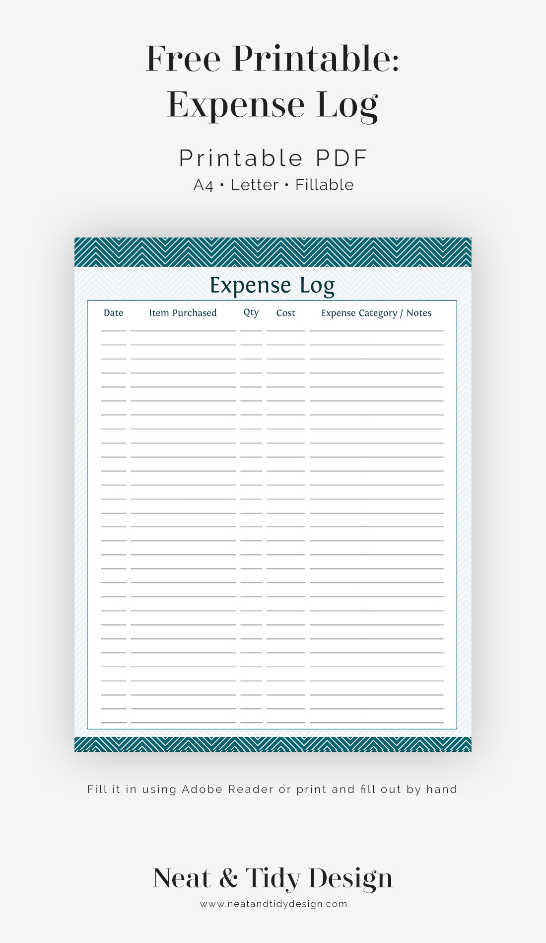Free Printable Expense Log Neat And Tidy Design
