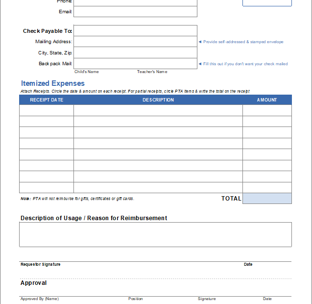 Free Printable Expense Reimbursement Forms Printable Forms Free Online